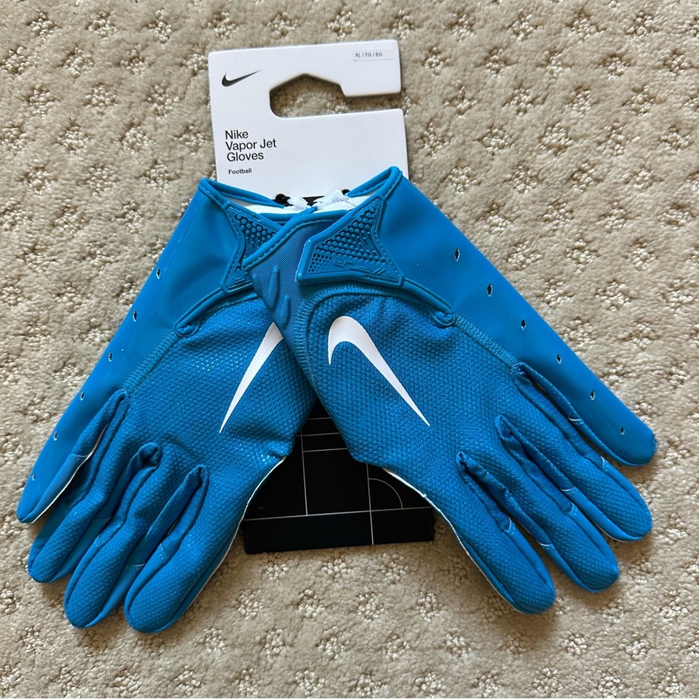 BNWT Nike Vapor Jet 7.0 Receiver Football Gloves NFL DX4522-406 XL Panthers Blue